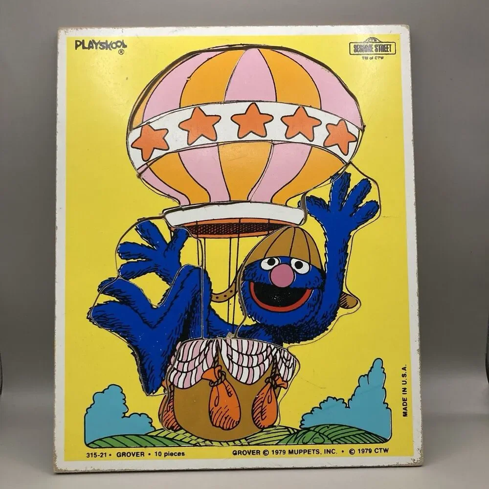 Vintage Playskool Sesame Street Grover Muppets Inc. Puzzle 1979 10 pc 2-5 Muppet